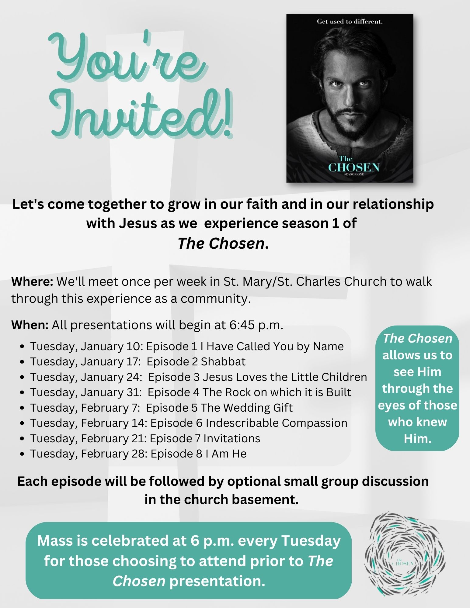 Join us for a showing of The Chosen Cheboygan Catholic Community