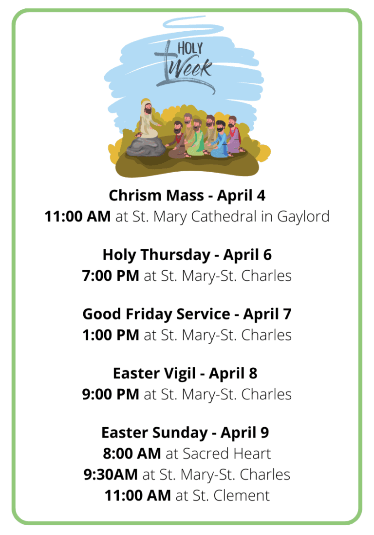 Holy Week Schedule Cheboygan Catholic Community